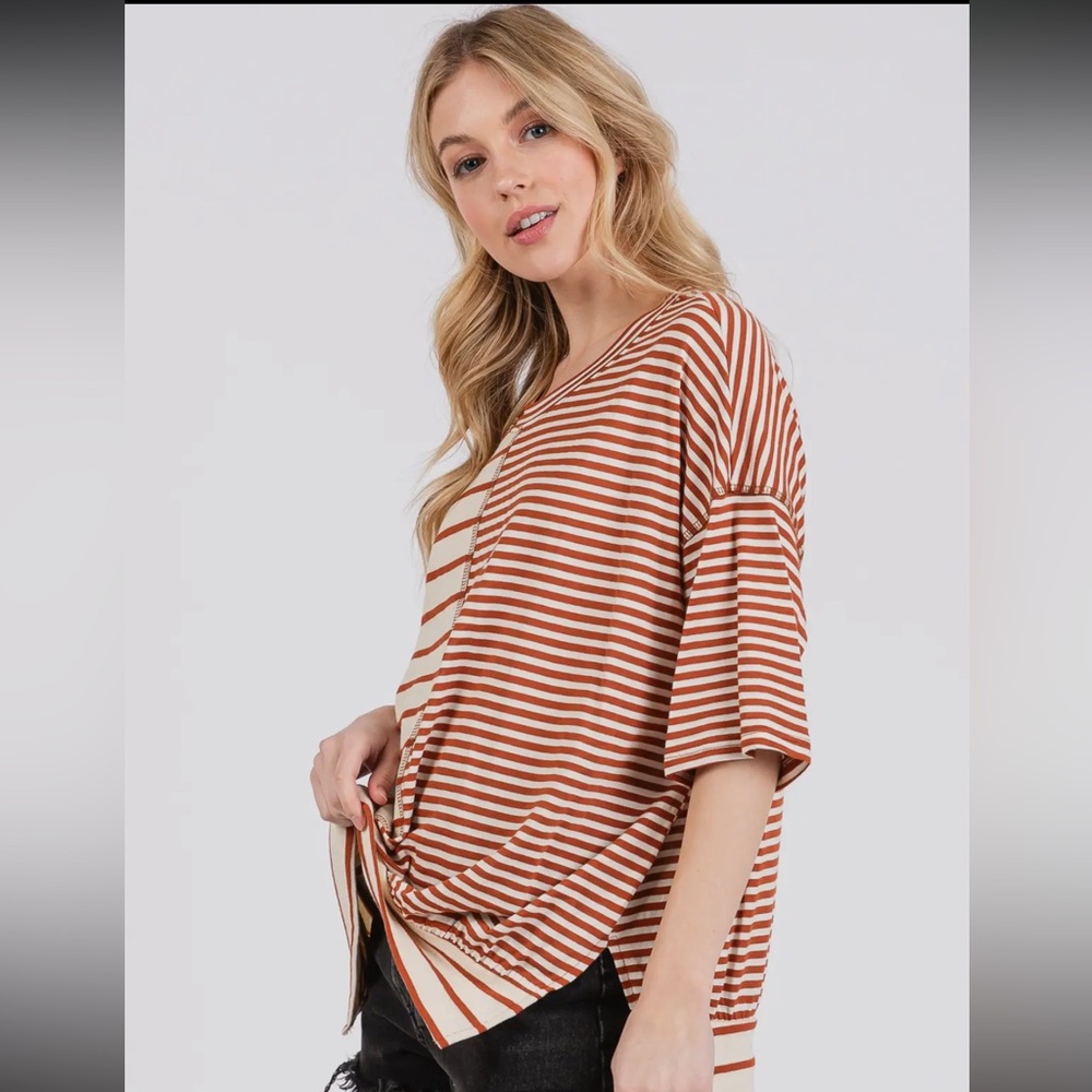 Boho Color Block Stripes Top - Picture 3 of 5